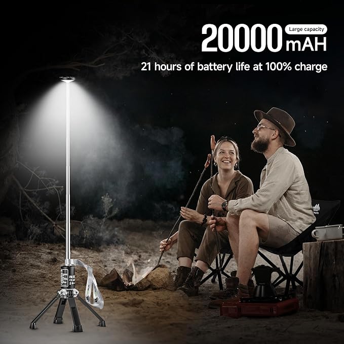 Telescopic Camping Light — Rechargeable Outdoor Lantern with Long Runtime, Adjustable Height, Stable Aluminum Design for Camping, Emergency & Night Use