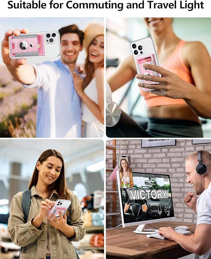 ExtreLife for Magsafe Wallet with Airtag Holder, Magnetic Wallet for iPhone 17/16/15/14/13/12 Series, 9-Card Holder, Open ID Window, Adjustable Stand, RFID Blocking, Pink