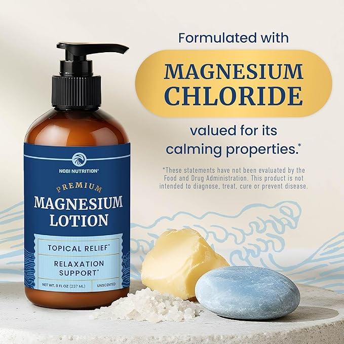 Magnesium Lotion to Relieve Muscle Cramps & Soreness | Calming & Recovery Support, Muscle Relaxation | Topical Magnesium Cream for Leg Cramps | Maximum Absorption | with Shea Butter | 8 fl oz.