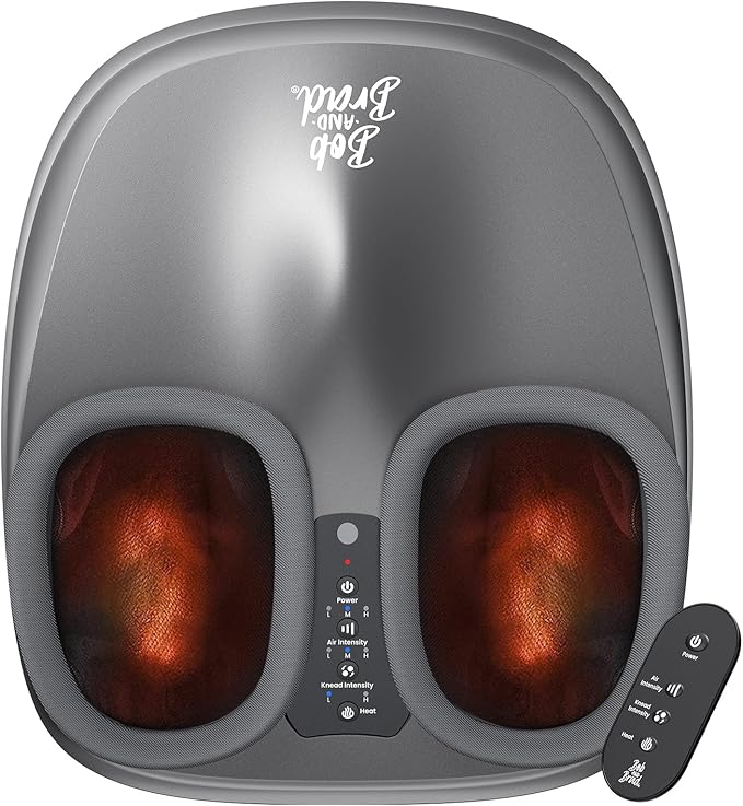 BOB AND BRAD Shiatsu Foot Massager with Heat and Remote, Christmas White Elephant Gifts for Women Mom FSA Eligible HSA Deep Kneading Electric Feet Massager for Plantar Fasciitis, Fits US Size 12