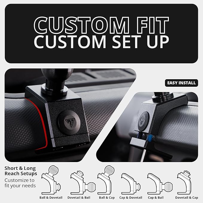 Tackform Link Phone Mount with Top Dash Clip - Compatible with 2021-2025 Ford Bronco | Aluminum | Zero Slip, Anti-Scratch | Compatible with MagSafe | Universal Magnetic Holder | 2" Arm | Red Knob