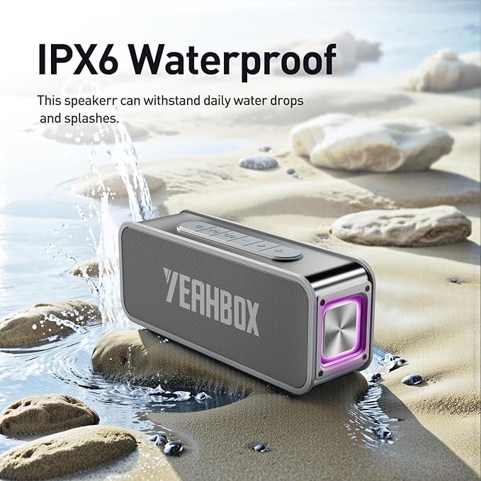 Portable Bluetooth Speaker 50W Powerful Sound IPX6 Waterproof Speaker, Support Bluetooth/Aux/TF Card/U Disk Input, TWS Pairing Speakers for Home, Outdoor and Travel