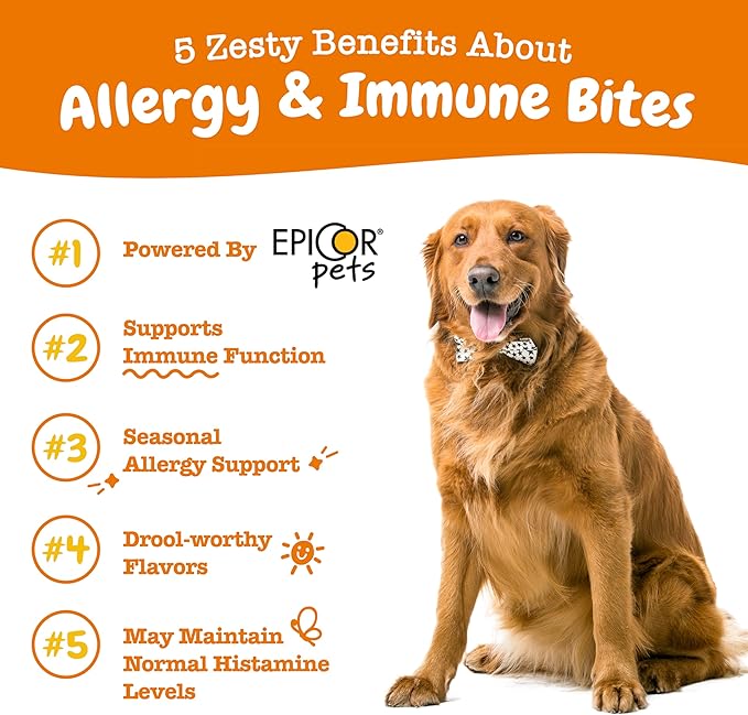 Zesty Paws Dog Allergy Relief Chews, Dog Probiotics for Itchy Skin and Ears, Lamb, 90ct