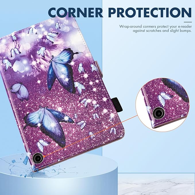 Dteck for Amazon Fire Max 11 Tablet Case 11" (13th Generation) 2023, PU Leather Shell TPU Back Cover Fold Stand Case with Auto Sleep Wake, Adjustable Viewing Angles, Cute Folio Case, Fairy Butterfly