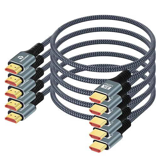 8K 4K HDMI Cable 3.3FT 5 Pack, High Speed Braided HDMI to HDMI 2.1 Cord Supports 8K@60Hz, 4K@120Hz 144Hz 48Gbps Compatible with Roku TV/PS5/HDTV/Blu-ray