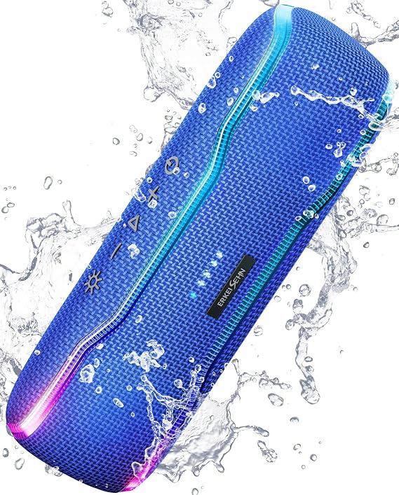 ERKEI SEHN Bluetooth Speaker, IPX7 Waterproof, 50W Peak, 24H Playtime, Blue