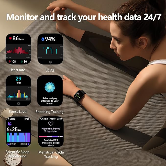 KEEPONFIT Smart Watch Answer/Make Calls, 1.85" Aluminum Case Alexa Built-in Fitness Tracker with IP68 Waterproof/100 Sports Modes/Heart Rate/Sleep for iOS/Android (Champagne Pink)