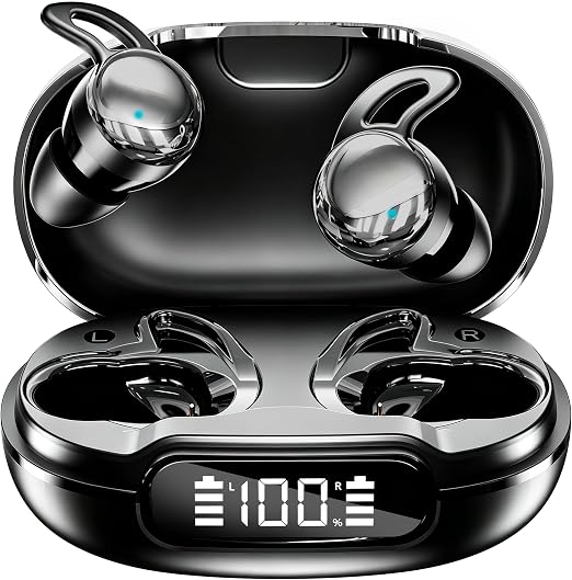 2026 Sleep Earbuds Bluetooth 6.1 - Ultra Comfort Ear Plugs for Sleeping Invisible Sleep Headphones for Side Sleepers, 48H Playtime, Crystal-Clear Calls - Silver Black