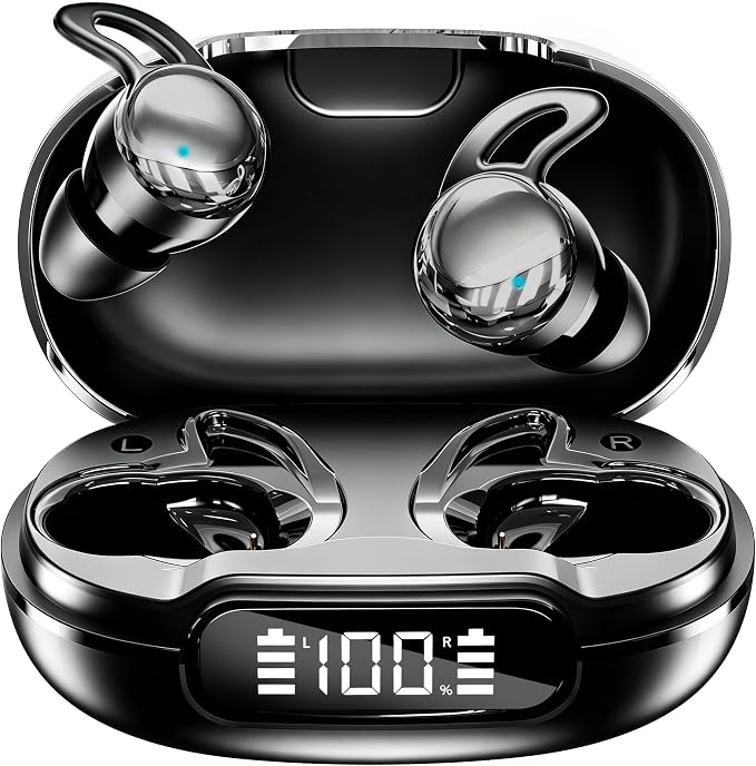 2026 Sleep Earbuds Bluetooth 6.1 - Ultra Comfort Ear Plugs for Sleeping Invisible Sleep Headphones for Side Sleepers, 48H Playtime, Crystal-Clear Calls - Silver Black