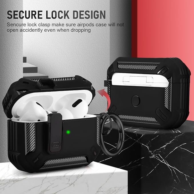 Maxjoy for AirPods Pro 3 Case (2025), Hard Shell Protective Cover Compatible with Airpods Pro 3rd Generation Case with Keychain Cleaner Kit for Men Women, Black