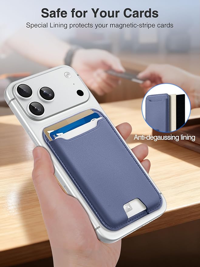 TopMade for Magsafe Wallet, Strongest Magnetic Card Holder for iPhone 17, iPhone 16/15/14/13/12 Series, Leather Magnetic Phone Wallet with Powerful Magnet, Card RFID Blocking, Fit 4 Cards, Purple