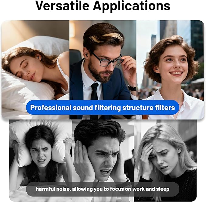 Ear Plugs for Sleeping 32dB Noise Reduction EarPlugs for Noise Cancelling & Sleep, Reusable Travel, Work, Focus & Concert, Ultra Soft with 4 Pairs of Ear Tips & a Portable Case