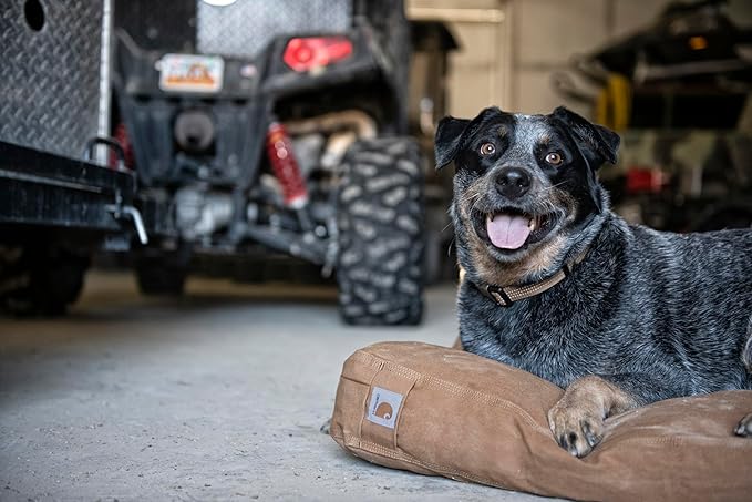 Carhartt Durable Canvas Pet Bed, Water Resistant Firm Duck Dog Bed, Carhartt Brown, Medium