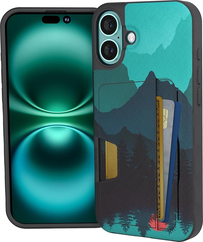 Smartish® iPhone 16 Plus Wallet Case - Wallet Slayer Vol 2 [Slim + Protective] Credit Card Holder w/Kickstand - Drop Tested Hidden Card Slot Cover Compatible w/Apple iPhone 16 Plus - Moving Mountains
