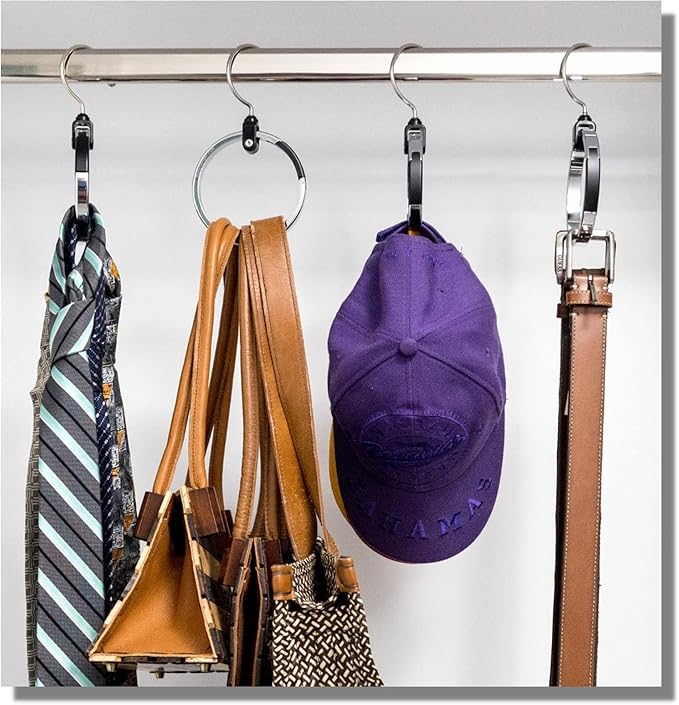 Multipurpose Closet Hangers- Tie and Belt Hanger for Closet- Great Space Saving Belt Organizer for Wardrobe - Ideal for Storing Belts, Ties, Scarfs, Baseball Hats, Purses & More- 3 Pack