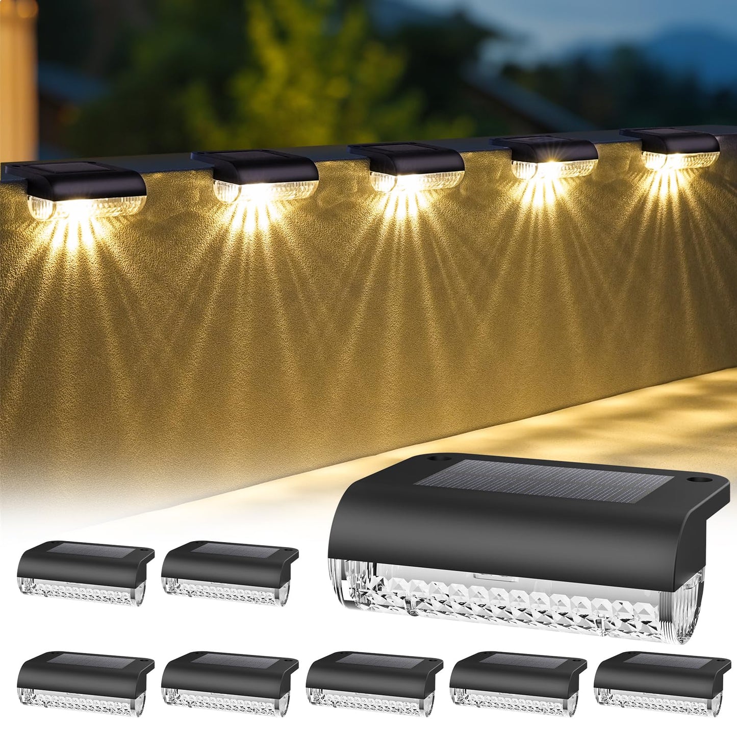 Solar Deck Lights — 3000K Warm White Dusk-to-Dawn - Image 1