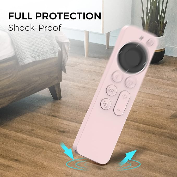 AhaStyle Case Compatible with 2022 Apple TV 4K HD Siri Remote 3rd Generation [AirTag Holder Built in] All Around Cover Apple TV Remote/Siri Remote (2nd) and AirTag (Pink)