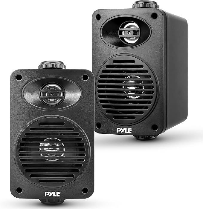 Pyle 200 Watt Bluetooth Indoor Outdoor Speakers Pair - Dual Waterproof 3.5” 2-Way Full Range Speaker System w/ 1/2” High Compliance Polymer Tweeter | Home, Boat, Marine, Deck, Patio, Poolside (Black)