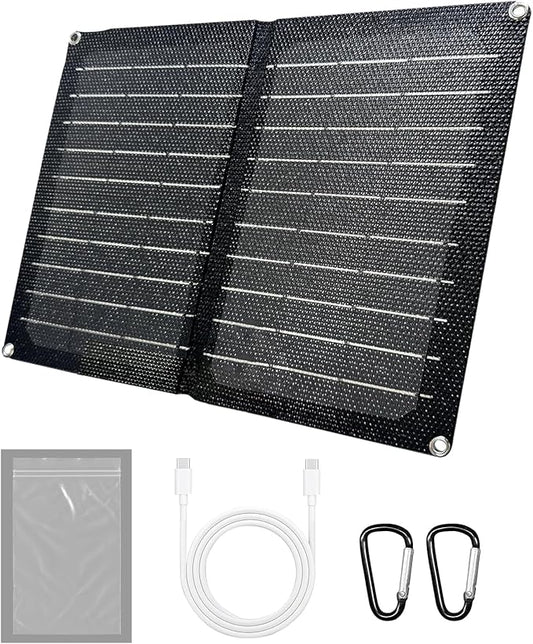 Foldable Solar Panel, 10W Portable Solar Charger with Dual USB Outputs 25% High Conversion Efficiency Solar Panels, Solar Controller for Portable Power Station, Power Bank, Phone, Laptop, Camping