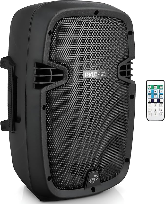 Pyle Powered Active PA System Loudspeaker Bluetooth w/ Microphone 8-Inch Bass Subwoofer Stage Speaker Monitor Built-in USB for MP3 Amplifier DJ Party Portable Sound Equipment Stereo Amp Sub PPHP837UB