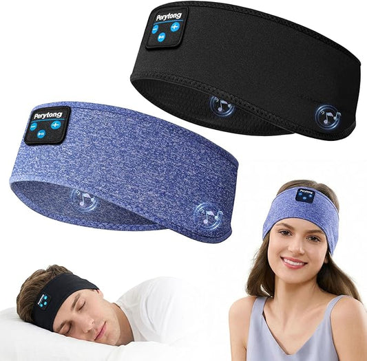 Perytong 2 Pack Sleep Headphones Bluetooth 5.4 Headband, Sleeping Headphones for Side Sleepers with Ultra-Thin Stereo Speakers, Wireless Sport Headband Earphones for Workout Yoga Meditation