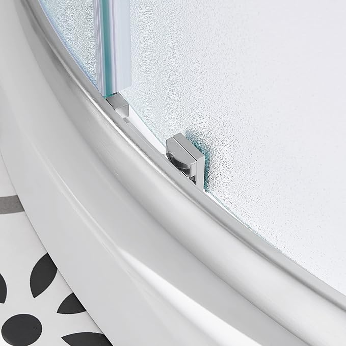 OVE Decors Breeze 32 in. Corner Shower Frosted Sliding Door with Included Base in Satin Nickel Finish