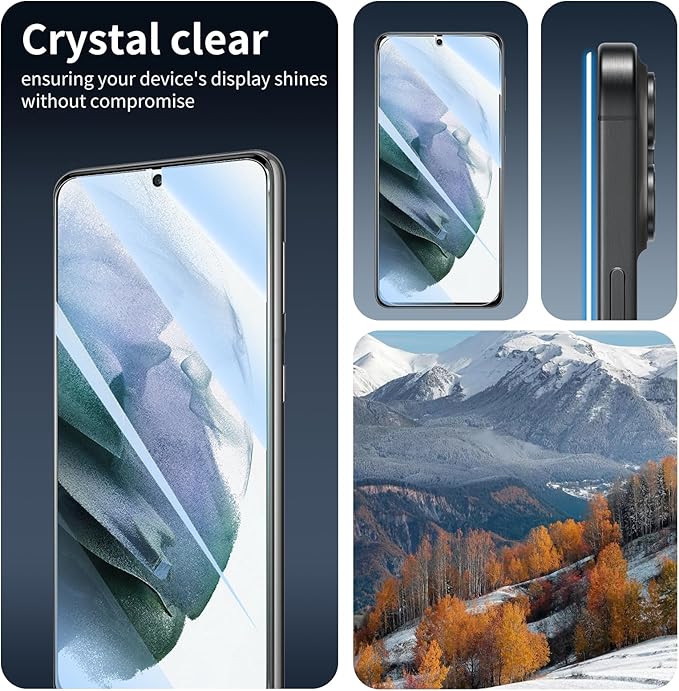 3*Screen Protector and 3*Camera Lens Protector for Samsung Galaxy S21 with a Installation Alignment Aid, Tempered Glass Film, [9H Hardness][Anti-Shatter][Anti-Scratch]