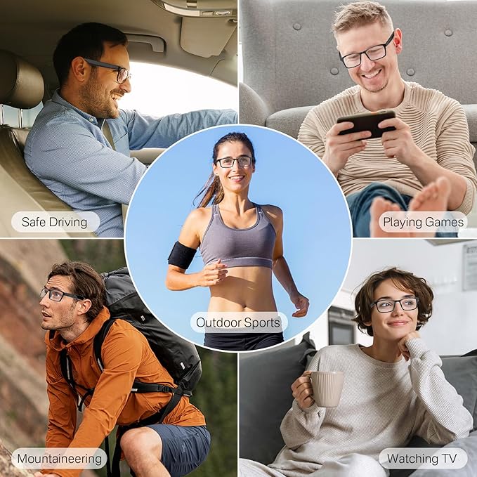 Smart Glasses for Men & Women, Clear Blue Light Glasses, Bluetooth Glasses with Speaker, Intelligent Touch & Voice Assistant, Compatible with iOS/Android, Audio Eyeglasses for Gaming/Working