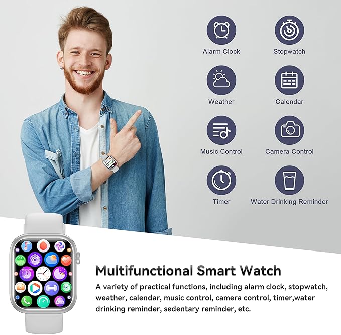 Smart Watch for Men Women(Answer/Make Call), 1.83" Fitness Watch with Heart Rate/Blood Pressure/Blood Oxygen, Pedometer, Sleep Tracker,120+ Sport Modes, IP68 Waterproof Fitness Tracker for Android iOS