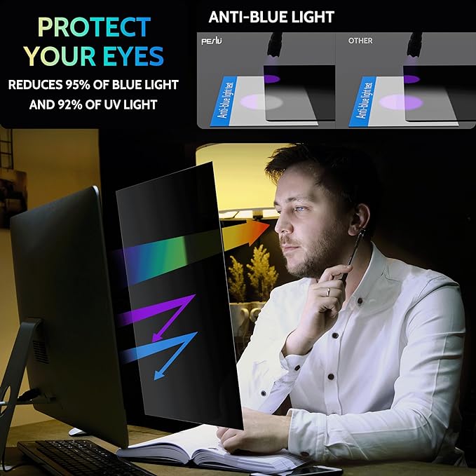 [2 Pack] 25 Inch Privacy Screen for Computer Monitor 16:9 Aspect Ratio, Eye Protection Anti Blue Light Glare Shield, 25inch Removable Black Blackout Anti Spy Desktop Security Private Filter