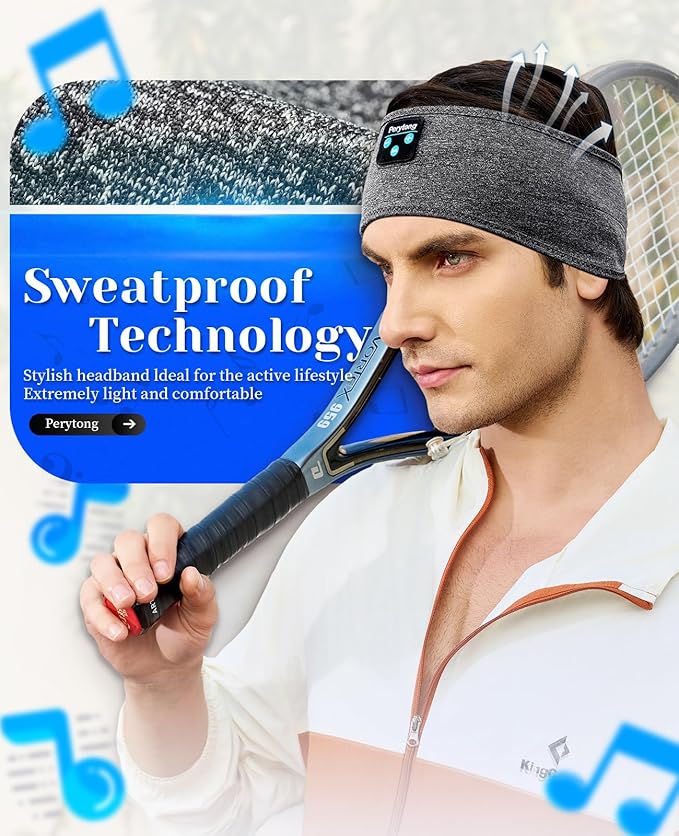 Perytong 2 Pack Sleep Headphones Bluetooth 5.4, Sleeping Headphones for Side Sleepers, Sweat Resistant Earphones with Built-in Stereo Speakers for Sport Travel Yoga Jogging