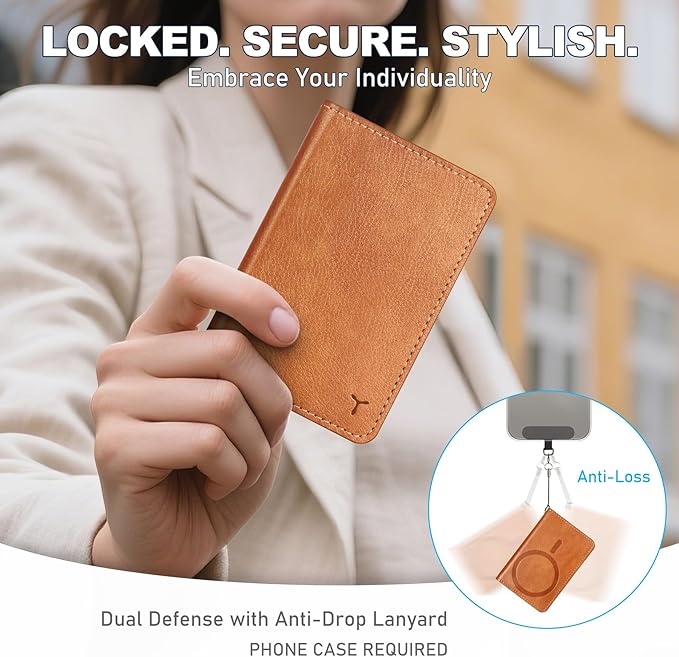 TUCCH for Magsafe Wallet with 6 Card Holders, RFID Blocking [Clear ID Window] PU Leather Folio Magnetic Phone Wallet for iPhone 17/16/15/14/13/12/Plus/Air/Pro/Pro Max Series, Textured Brown