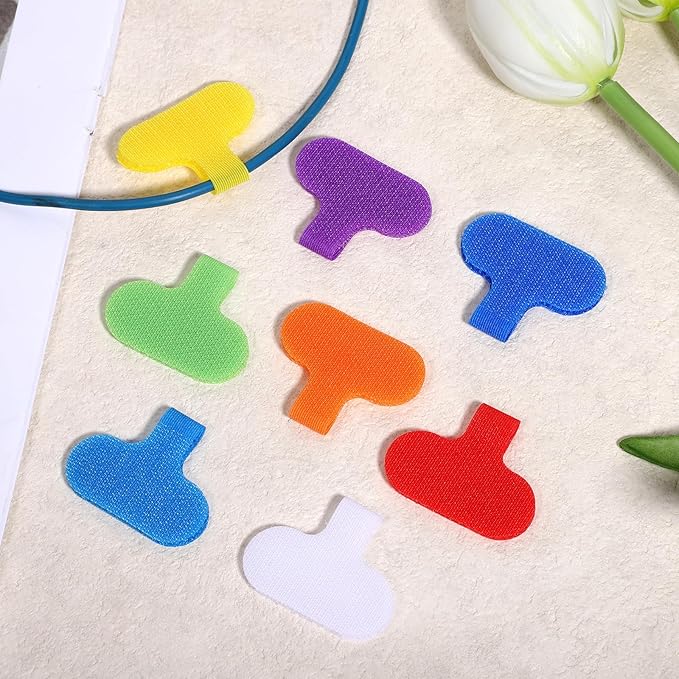 56Pcs Multi Color Durable Cable Lables with Writable Surface, Waterproof Wire Labels Self-Adhesive Nylon Wrap-It CableLabel for Electronics,Industrial Cable Management(1.5" x 0.63")
