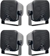 Herdio 4 Inches Heavy Duty Waterproof Boat Marine Box Outdoor Speakers Surface Mounted for Skid Steer ATV UTV RZR RV Golf Cart Tractor Powersports Boat Truck Jeep(4 Black Speakers)