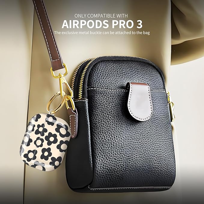 Compatible with AirPod Pro 3 (2025),Cute Case Cover for Women & Men, Full Protection Shockproof Hard Case with Keychain, Wireless Charging Case Accessories(Vntage Groovy Flowers)