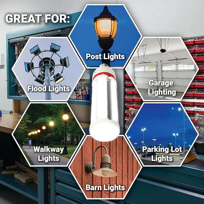 GT-Lite Commercial LED COB Light Bulb, 45W, 6975 Lumens, E26 Base, High Efficiency, Energy Saving, Damp Rated, Easy Installation, for Garage, Workshop, Warehouse, Basement