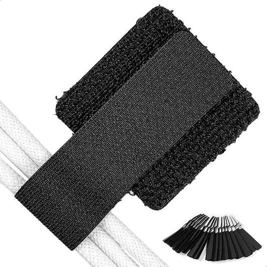 40 PCS Hook and Loop Cable Ties, Self Adhesive Cable Straps, Cable Management Under Desk, Adjustable Cord Organizers for Office Home and Kitchen, Black