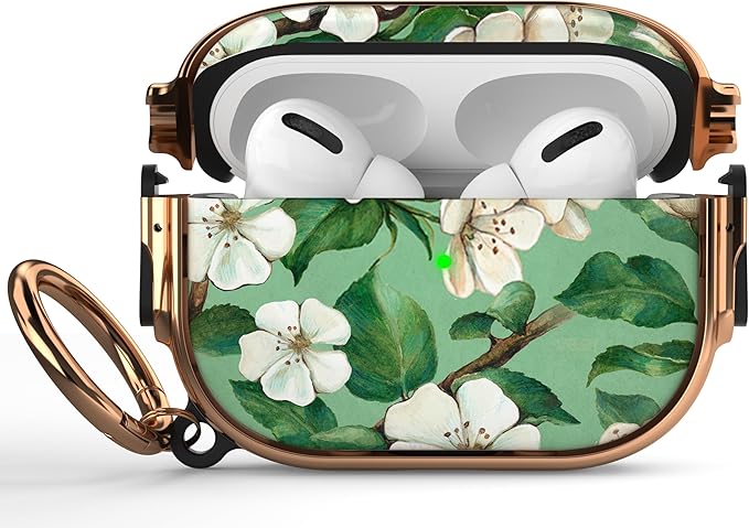 Maxjoy for AirPods Pro 2nd/1st Generation Case with Lock, Flower AirPods Pro 2 Case Lock Protective Cute AirPod Pro Cover for Women Men with Keychain for Airpod Pro (2023/2022/2019), Floral
