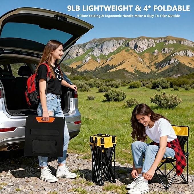 100W Portable Solar Panel, Monocrystalline ETFE Solar Charger with 23.5% High Conversion Efficiency, Foldable Solar Panel with MC4 Output for Portable Power Station, Camping, RV, Outdoor Emergency