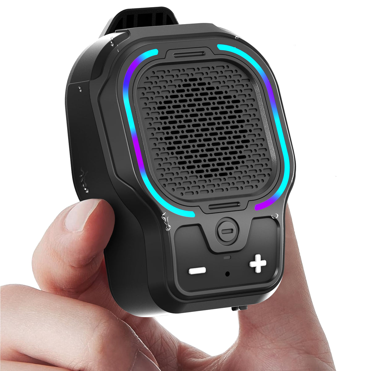 Wearable Bluetooth Speaker, Magnetic Clip-on Portable Wireless Speaker, HiFi Sound Loud Mini Speaker with 3 Light Modes, ENC Mic for Hands-Free Calls Music, Lightweight for Outdoor Work Cycling, Black