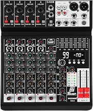Audio Mixer 6 Channel Sound Mixer Console, Professional Music Mixing Board DJ Mixer w/ 99 DSP, 7-band EQ, USB, Bluetooth, 48V Phantom Power & PAD Function for Recording PA Live Streaming