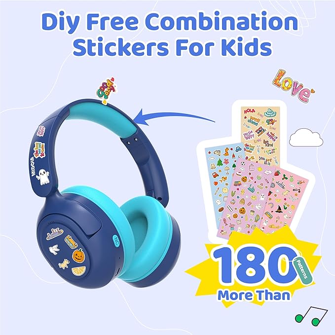 MIDOLA Kids Bluetooth Headphones Active Noise Cancelling Lightweight Wireless Headphone for Kid Volume Limited 85/94dB Foldable Over-Ear Headset with Mic,68 Hours Playtime,for Toddler Child Blue