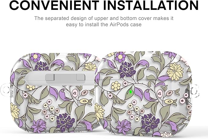Maxjoy for AirPods Pro 3rd Generation Case, Clear AirPods Pro 3 Case for Women Men Cute Soft AirPod Pro 3 Cover with Keychain Strap for AirPod Pro 3rd Gen Cover 2025, Flower