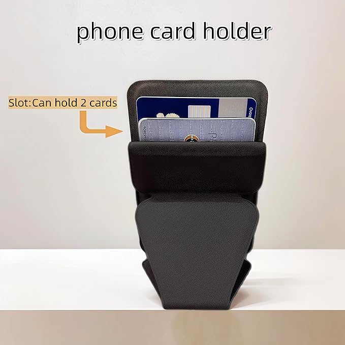 for MagSafe Wallet RFID Blocking, 2 Card Holder, Stand Strong Magnetic Grip, Slim Leather Phone Wallet, Compatible with iPhone 17/16/15/14/13/12 Series (Black Small Support)