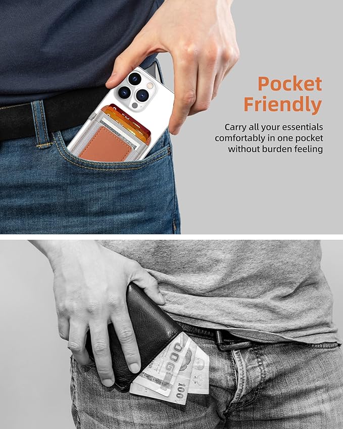 ExtreLife For Magsafe Wallet, Stronger Magnetic Wallet for iPhone 17/16/15/14/13/12 Series, Magnetic Card Holder with 2 Card Slots, Vegan Leather, Max 7 Cards, Slim, Brown