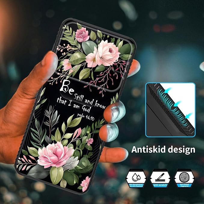 for Galaxy A36 5G/A56 5G Case Built in Slide Camera Lens Cover,Heavy Duty Shockproof Protection Dual Layer Case for Samsung Galaxy A36 5G/A56 5G 6.7" 2025,Flower Bible Verse Psalm 46:10