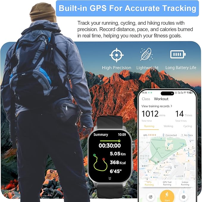 Smart Watch for Men Women (Answer/Make Calls), with Built-in GPS, 2.1" HD Screen, Heart Rate/Sleep Monitor,110+ Sport Modes, Fitness Tracker, Compatible with Android & iPhone