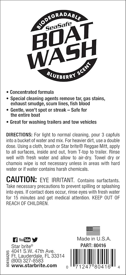 STAR BRITE Concentrated Boat Wash - Biodegradable, Phosphate-Free, Blueberry Scent - 16 OZ (080416P)