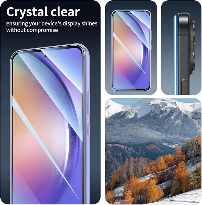3*Screen Protector for Samsung Galaxy S23 FE/A54 with a Installation Alignment Aid, Double Shatterproof HD Tempered Glass Film, Impact-Protection [9H Hardness][Anti-Shatter][Anti-Scratch]