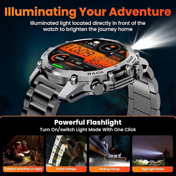 Hwagol Smart Watches for Men (Call/Notification),Two Style Kits,Military Smart Watch with Heart Rate/Sleep Monitor/Pedometer for Android and iOS,1.52''HD DIY Screen Fitness Tracker